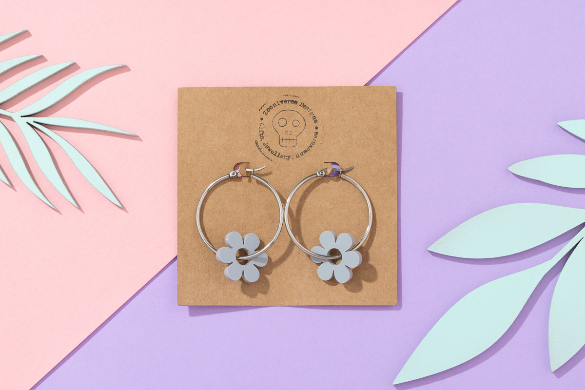 Flower Hoops Silver