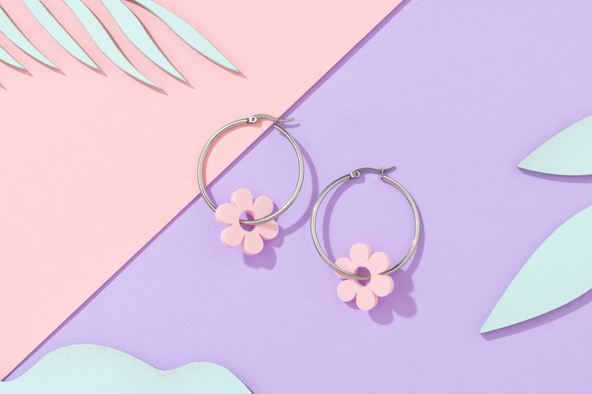 Flower Hoops Silver