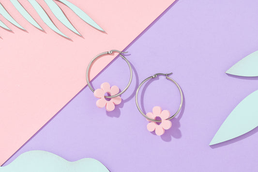 Flower Hoops Silver