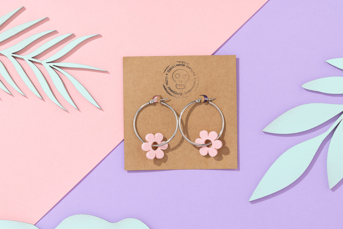 Flower Hoops Silver