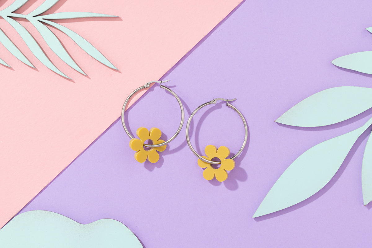 Flower Hoops Silver