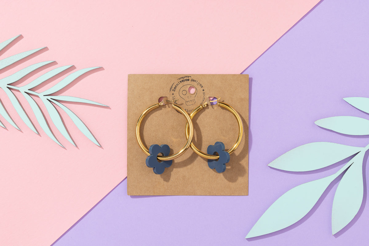 Flower Hoops Gold
