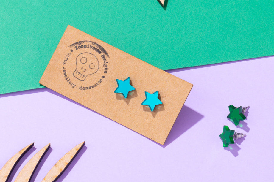 Mirrored Star Stud Earrings