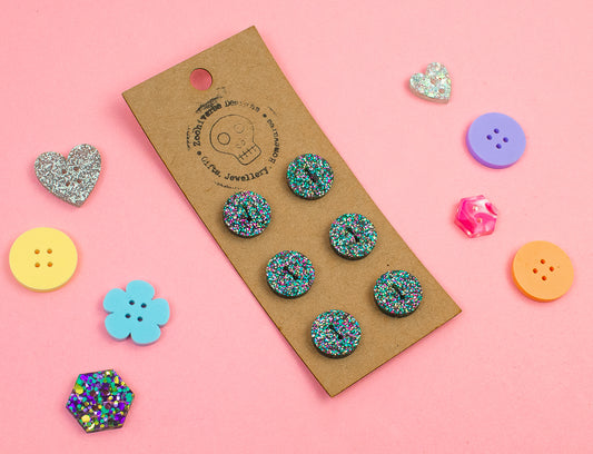 Black Multi Glitter Acrylic Buttons