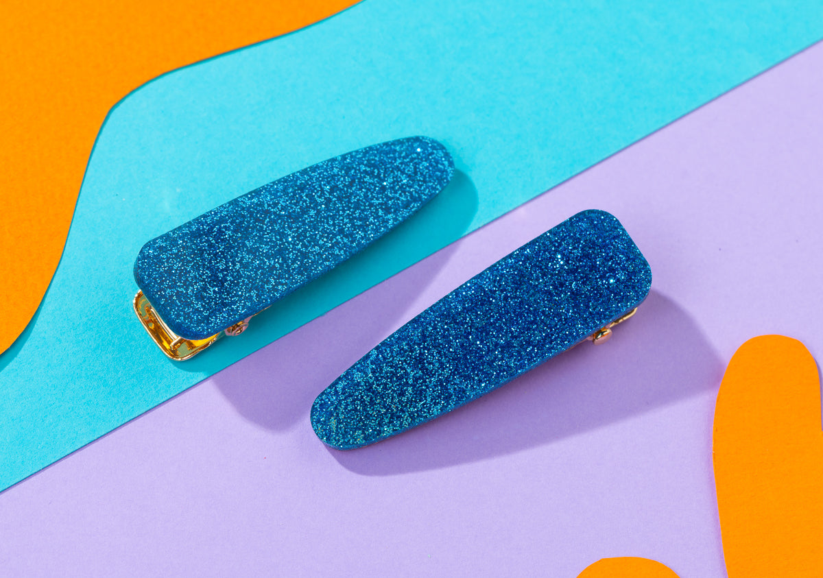 Blue Glitter Hairclips