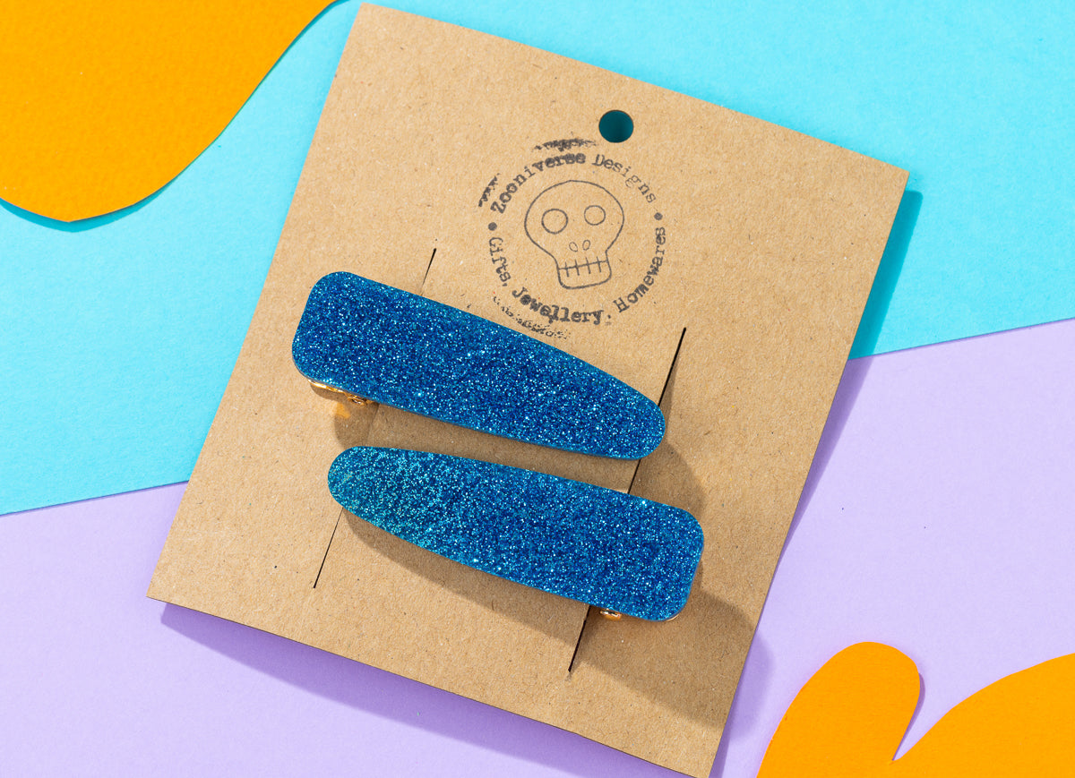 Blue Glitter Hairclips