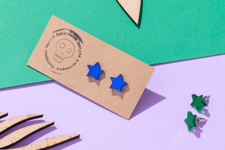 Mirrored Star Stud Earrings