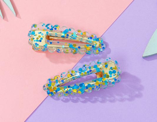 Blue confetti Hairclips