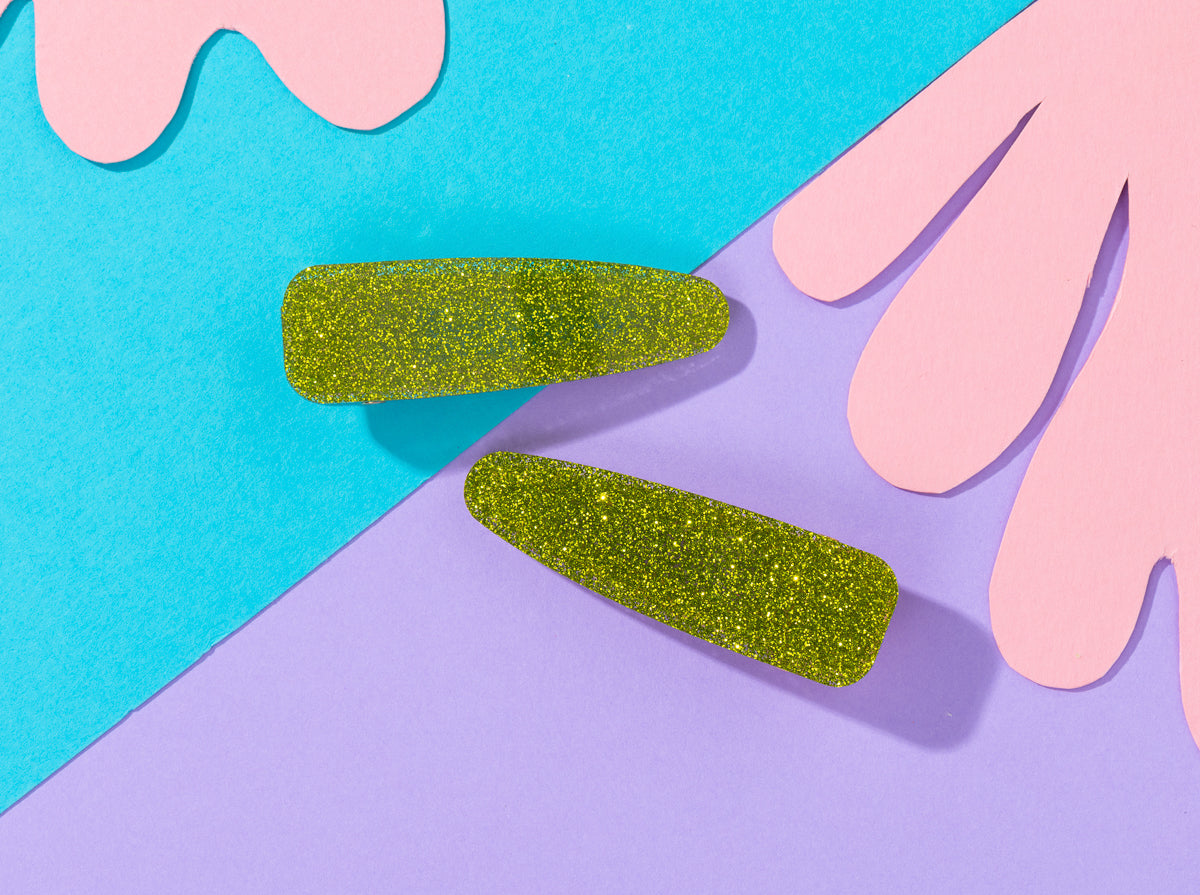Chartreuse Glitter Hairclips