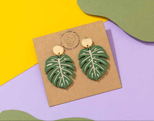 Monstera Cheese Plant Earrings