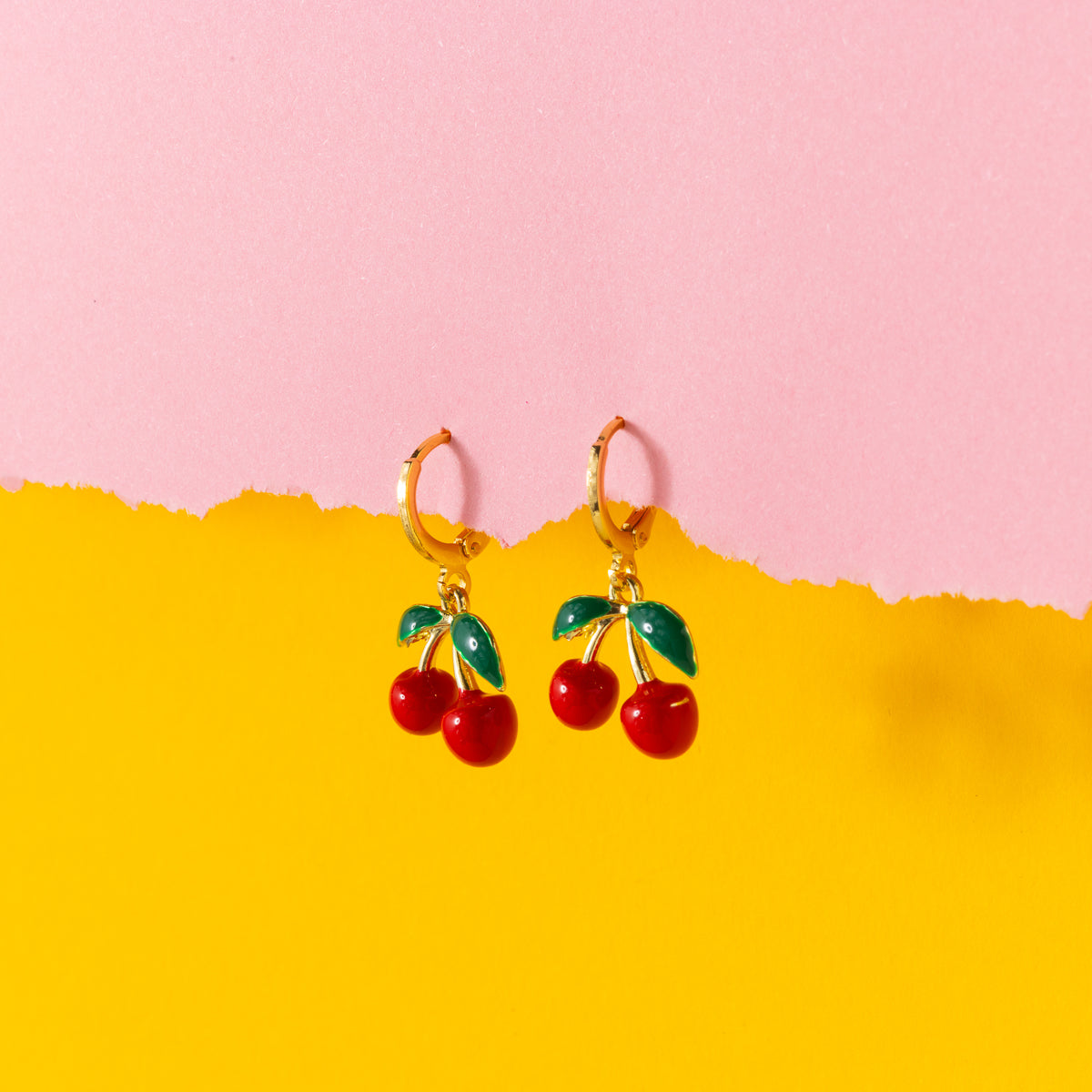 Cherry Huggie Hoops