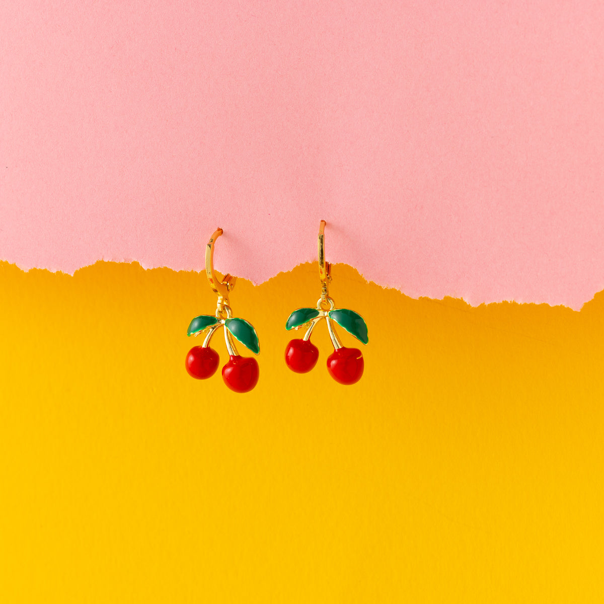 Cherry Huggie Hoops