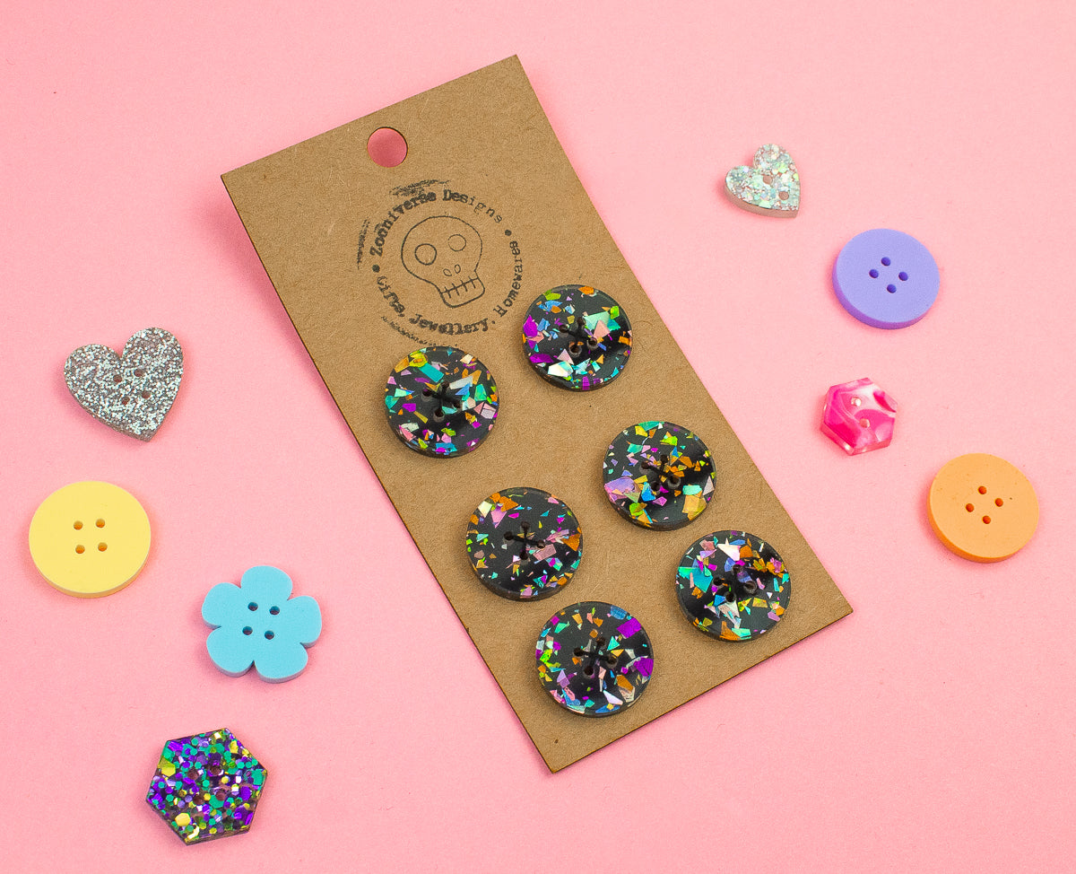 Chunky Glitter Multi Acrylic Buttons