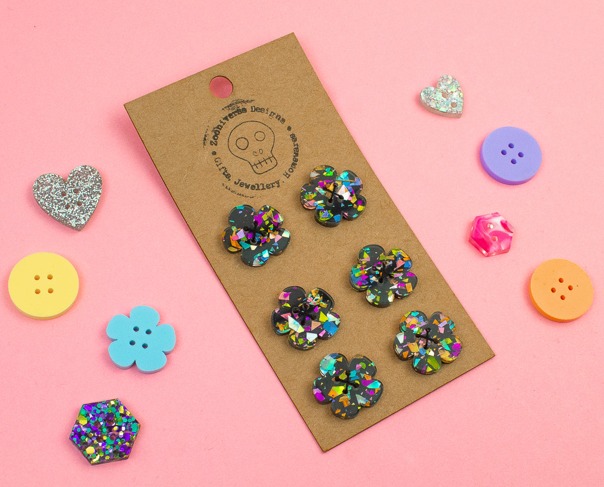 Chunky Glitter Multi Acrylic Buttons