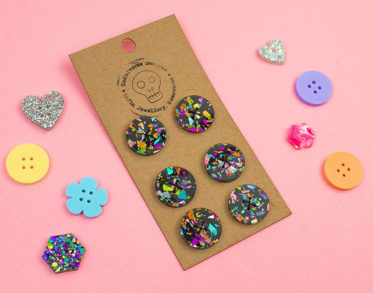 Chunky Glitter Multi Acrylic Buttons