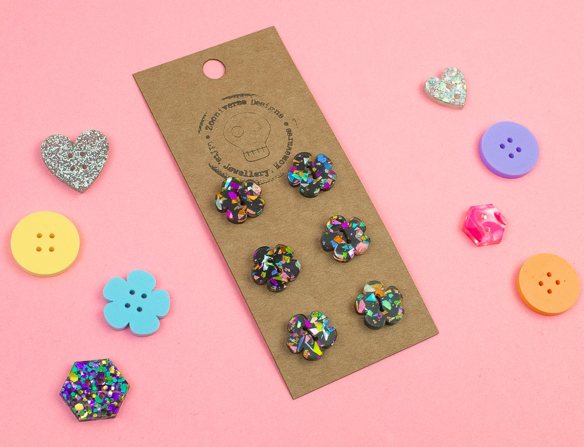 Chunky Glitter Multi Acrylic Buttons