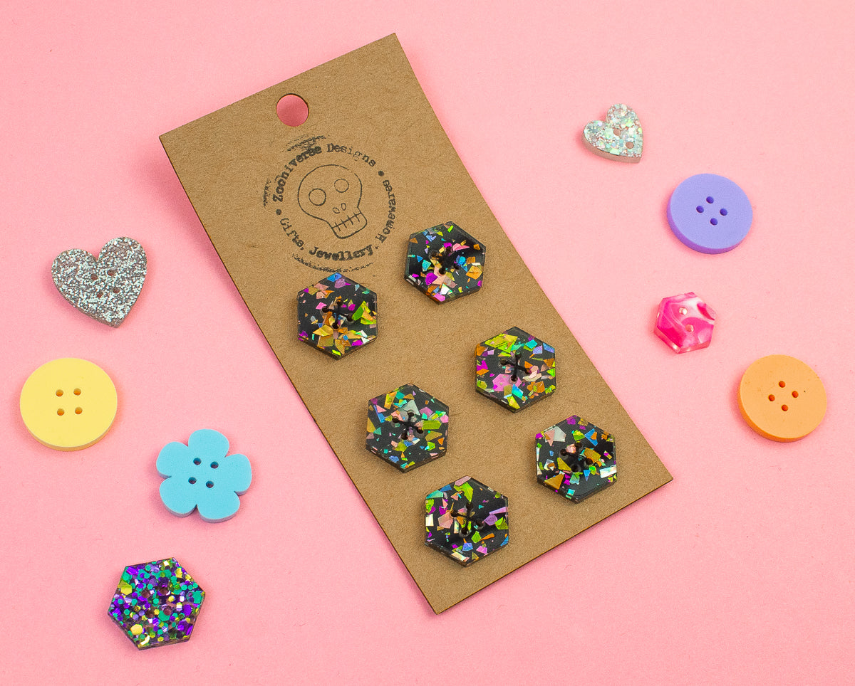 Chunky Glitter Multi Acrylic Buttons