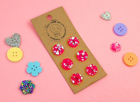 Chunky Glitter Pink Acrylic Buttons