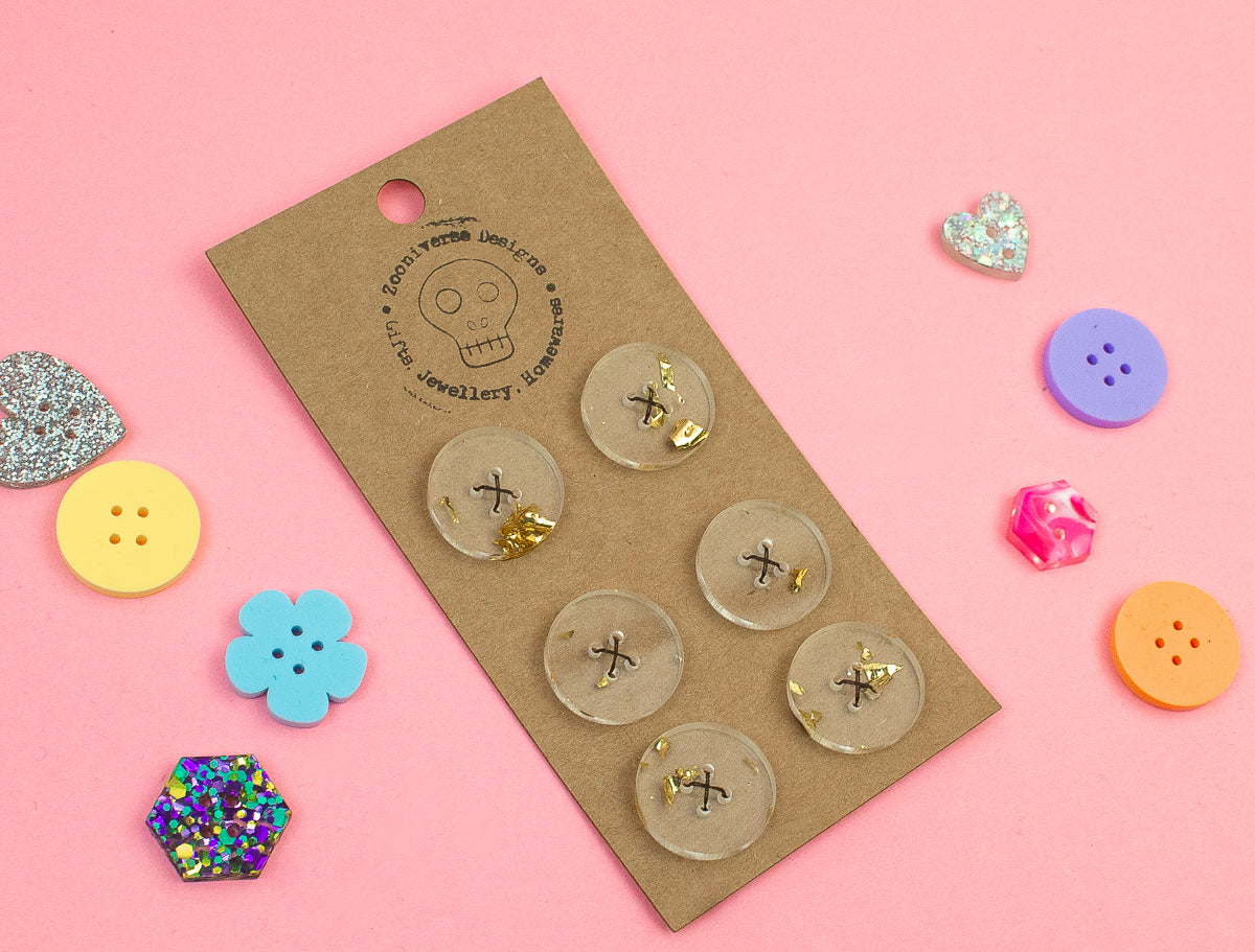 Chunky Gold Glitter Acrylic Buttons