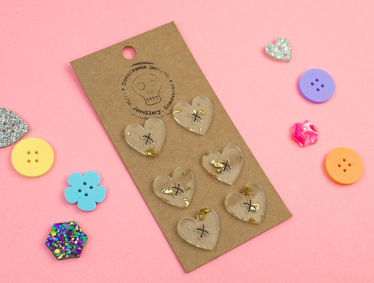 Chunky Gold Glitter Acrylic Buttons