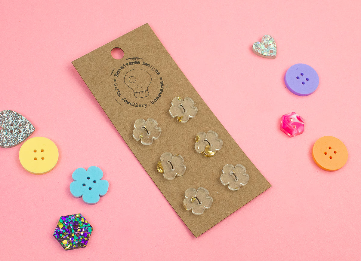 Chunky Gold Glitter Acrylic Buttons