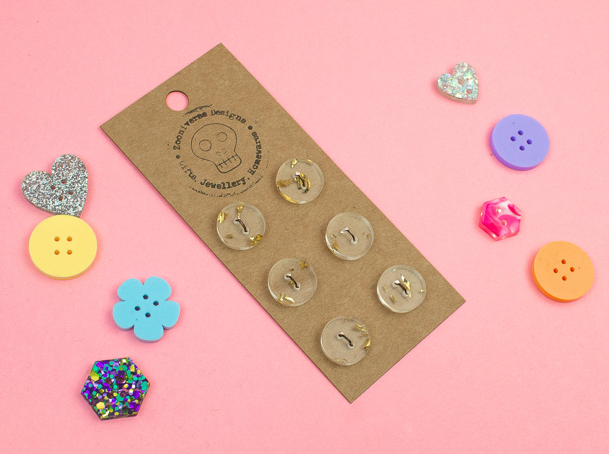 Chunky Gold Glitter Acrylic Buttons