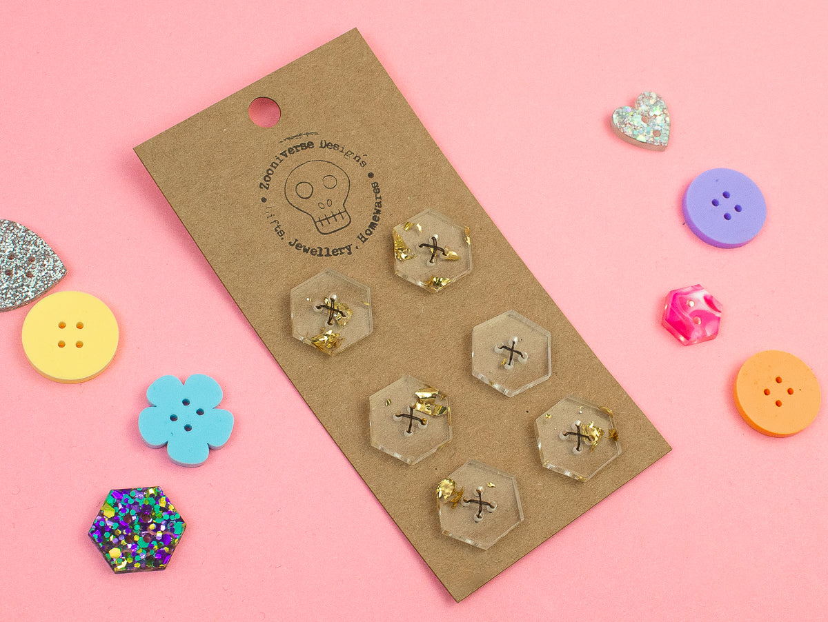Chunky Gold Glitter Acrylic Buttons