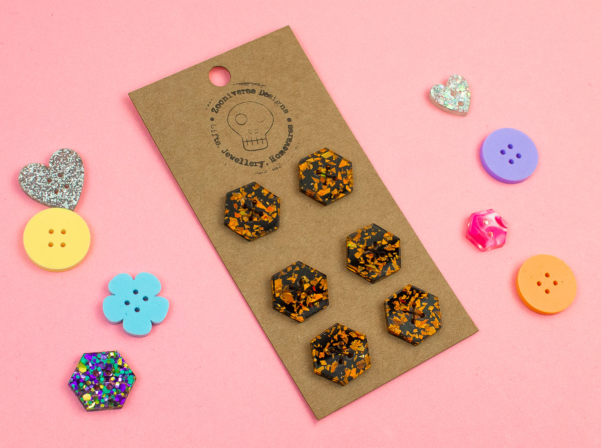 Chunky Orange Acrylic Buttons