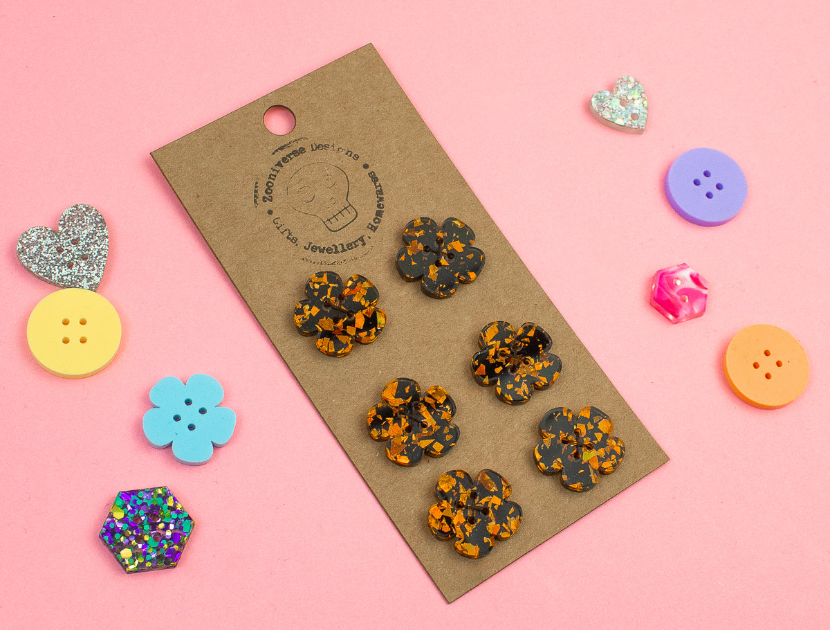 Chunky Orange Acrylic Buttons