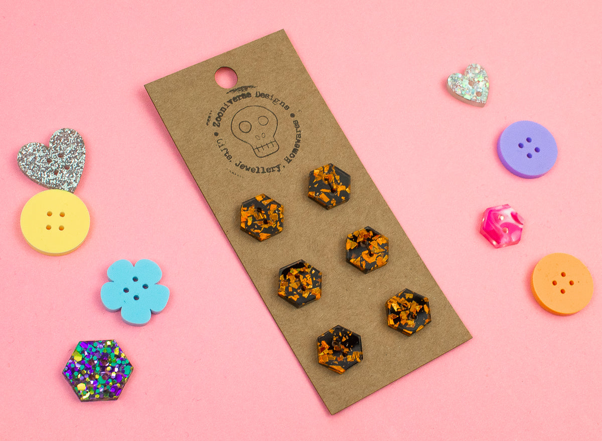 Chunky Orange Acrylic Buttons