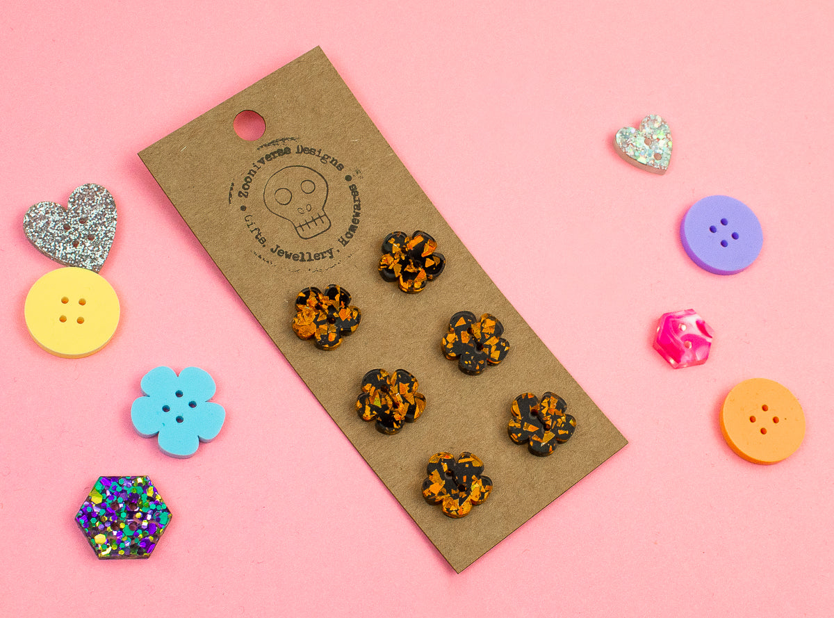 Chunky Orange Acrylic Buttons
