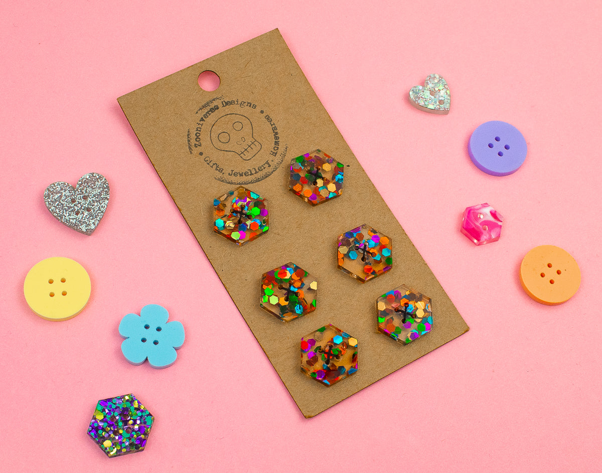 Confetti Glitter Multi Acrylic Buttons