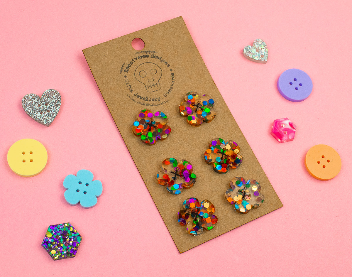 Confetti Glitter Multi Acrylic Buttons