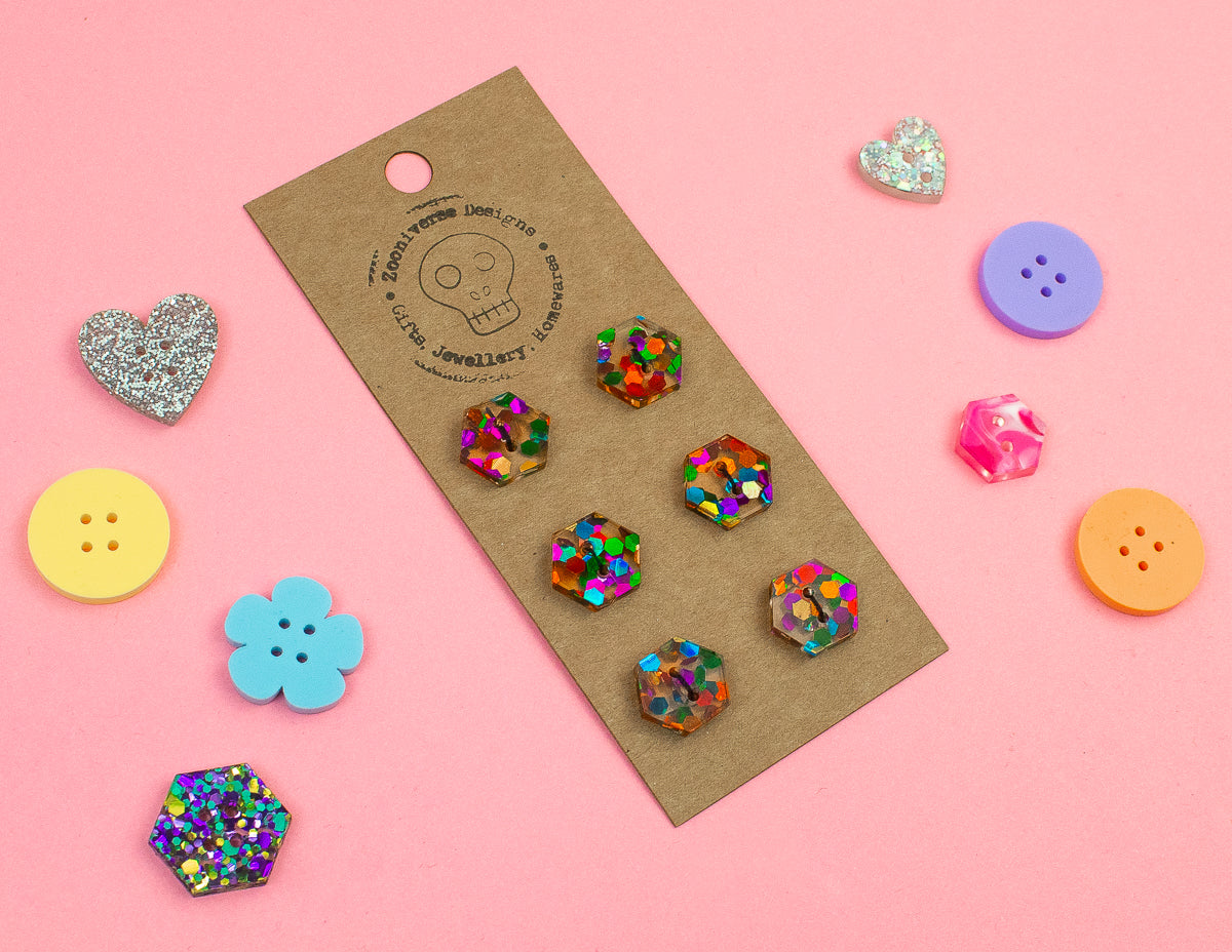 Confetti Glitter Multi Acrylic Buttons