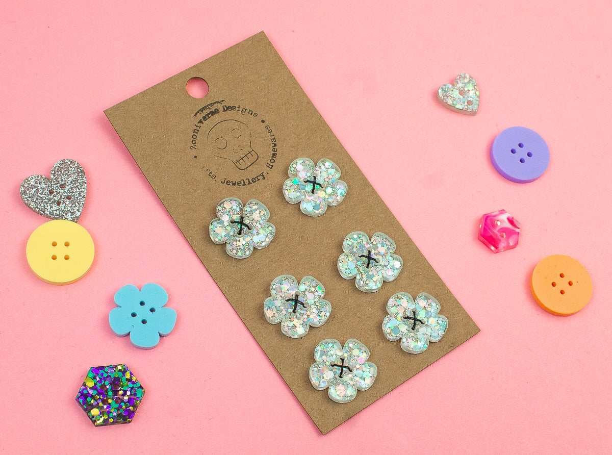 Confetti Silver Acrylic Buttons