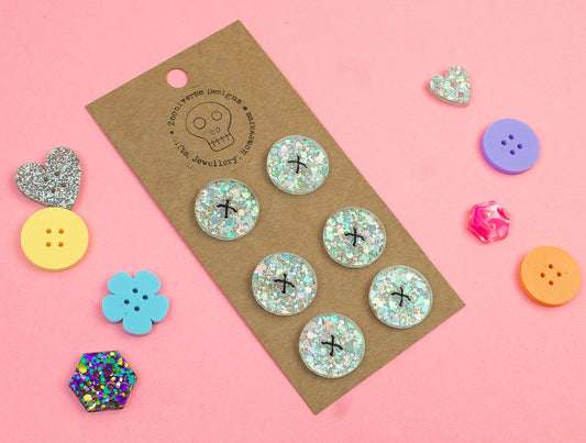 Confetti Silver Acrylic Buttons