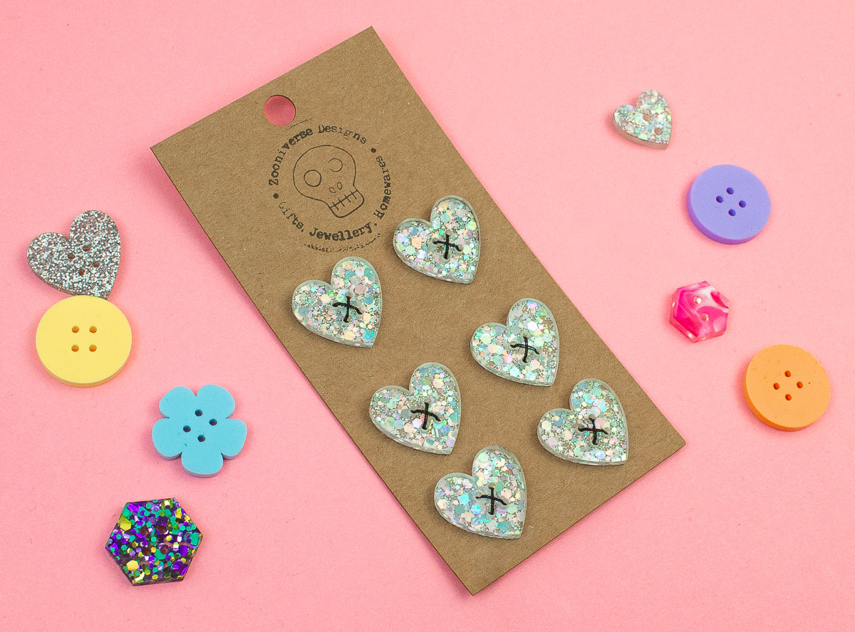 Confetti Silver Acrylic Buttons