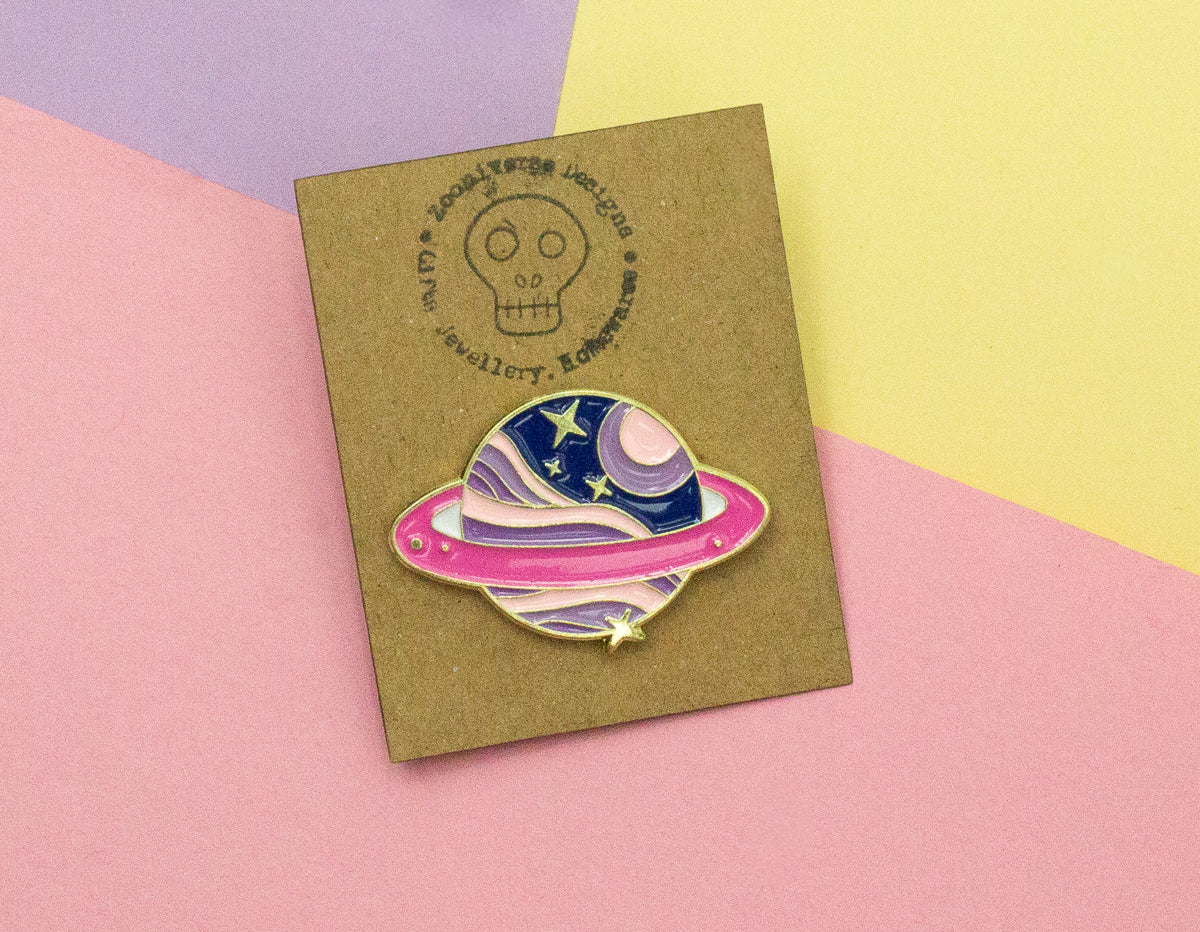 Planet, cosmos with Star Enamel Pin