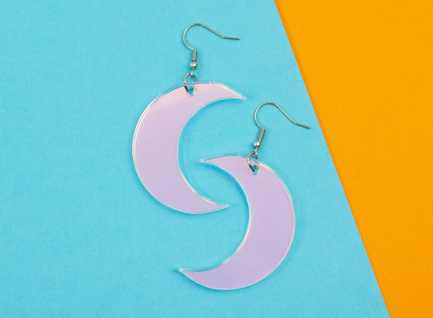 Iridescent Crescent Moon Earrings