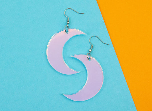 Iridescent Crescent Moon Earrings