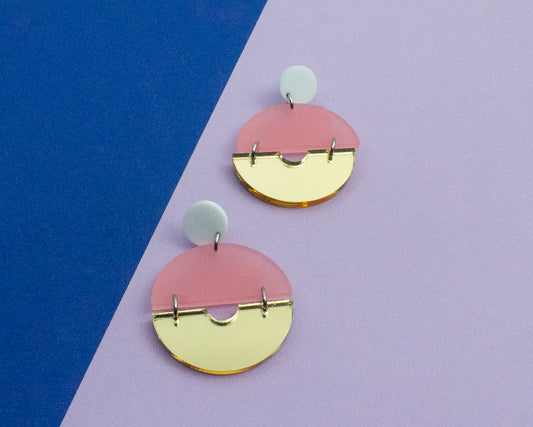 Blush Round Geometric Earrings