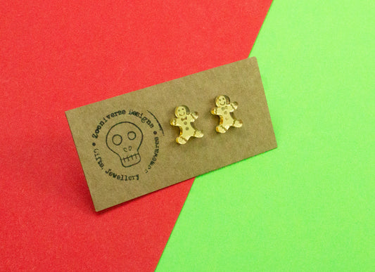 Gingerbread man Gold Stud Earrings