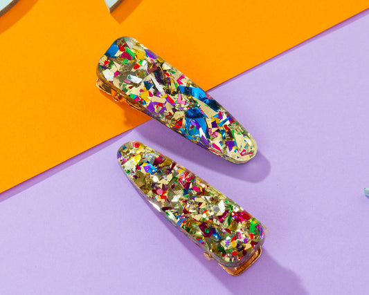 Gold Chunky glitter Hairclips