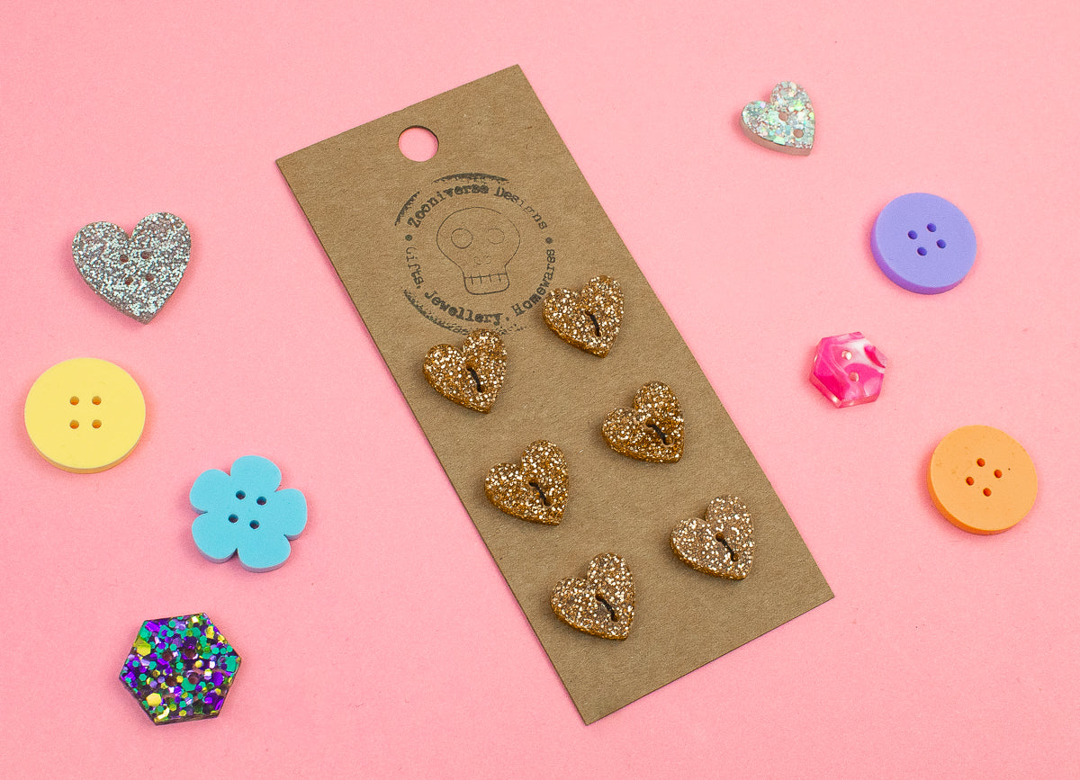 Gold Glitter Acrylic Buttons