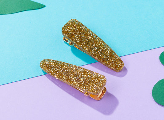 Gold Glitter Hairclips