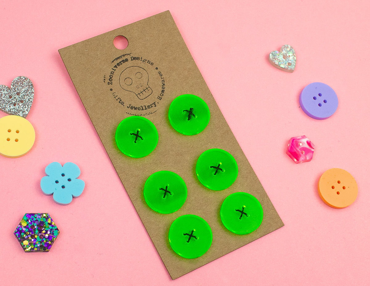 Green Neon Acrylic Buttons