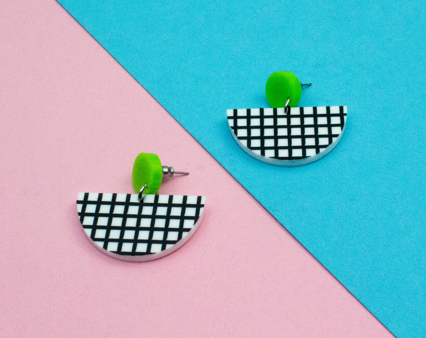 Patterned Geometric Earrings Green