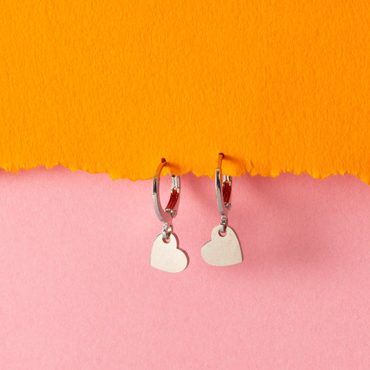 Heart Huggie Hoops Silver