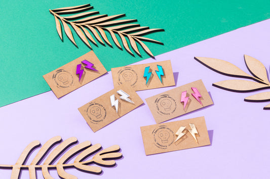 Lightning Bolt Acrylic Stud Earrings