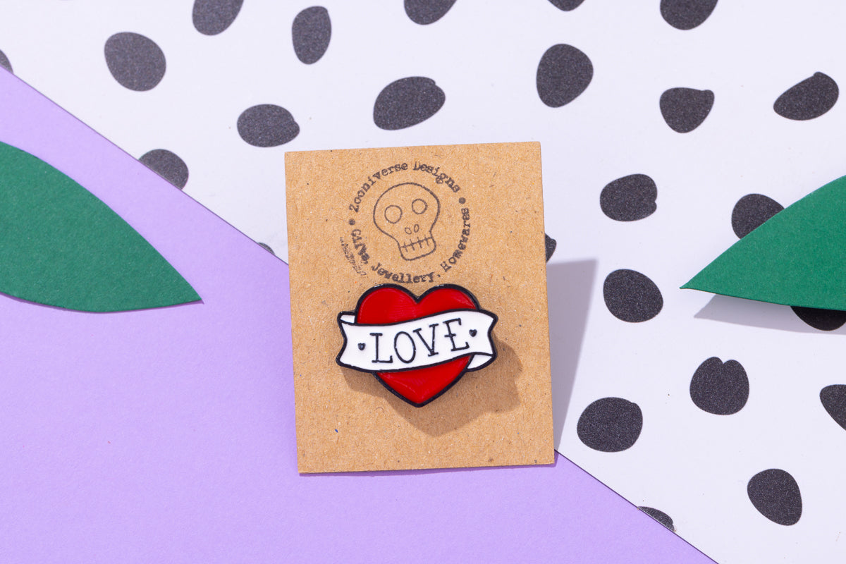 Vintage Love Heart Tattoo Pin